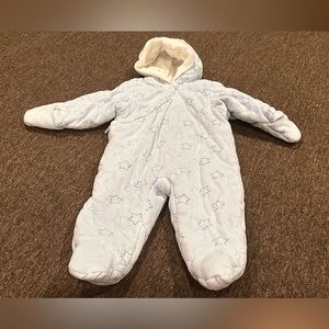 EUC First Impressions Snow Suit 12 mo infant baby 1 pc suit fleece warm hood